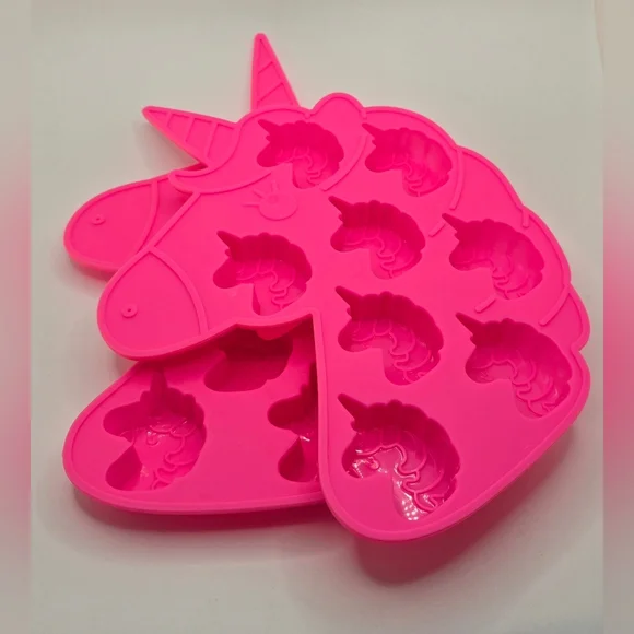 NWOT Pink Unicorn Shaped Ice Cube Trays Silicone Lot Of 2 - Picture 1 of 4